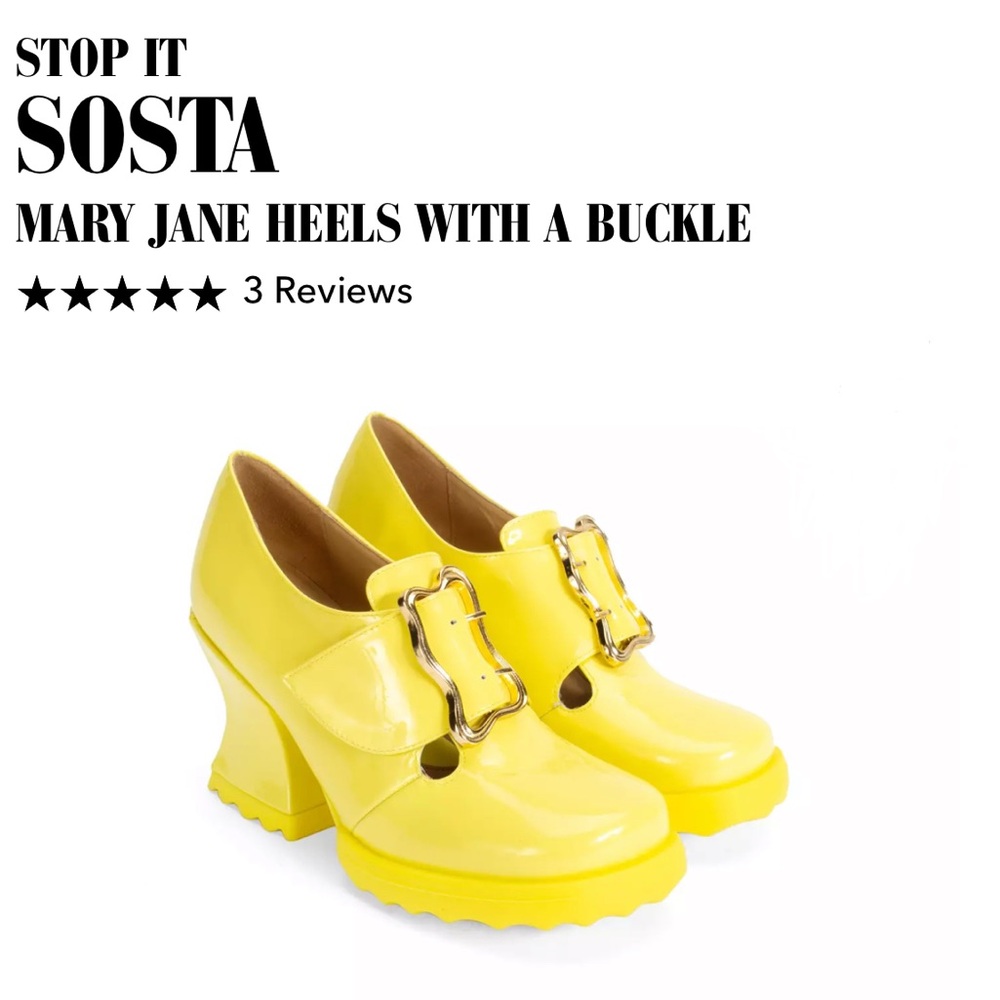 John Fluevog Bright Yellow Mary Jane Heels